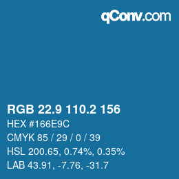 Color code: RGB 22.9 110.2 156 | qconv.com