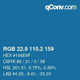 カラーコード: RGB 22.9 110.2 159 | qconv.com