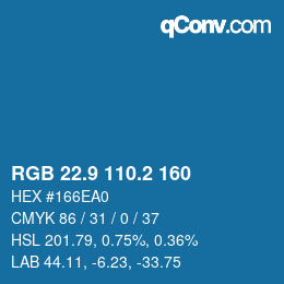 Color code: RGB 22.9 110.2 160 | qconv.com
