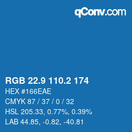 Color code: RGB 22.9 110.2 174 | qconv.com