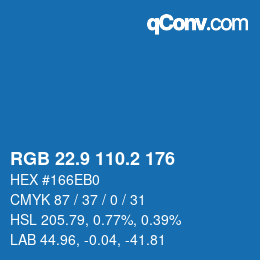Color code: RGB 22.9 110.2 176 | qconv.com