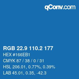 Color code: RGB 22.9 110.2 177 | qconv.com