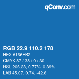 Farbcode: RGB 22.9 110.2 178 | qconv.com