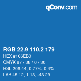 Color code: RGB 22.9 110.2 179 | qconv.com
