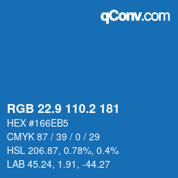 Farbcode: RGB 22.9 110.2 181 | qconv.com