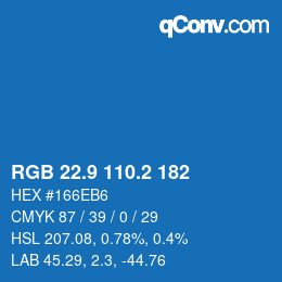 Color code: RGB 22.9 110.2 182 | qconv.com