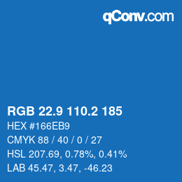 Color code: RGB 22.9 110.2 185 | qconv.com