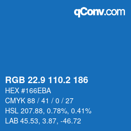 Color code: RGB 22.9 110.2 186 | qconv.com
