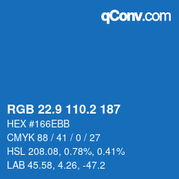 Color code: RGB 22.9 110.2 187 | qconv.com