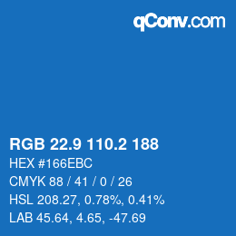 Color code: RGB 22.9 110.2 188 | qconv.com
