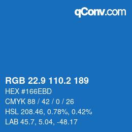 Color code: RGB 22.9 110.2 189 | qconv.com