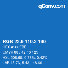 Color code: RGB 22.9 110.2 190 | qconv.com