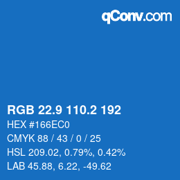 Color code: RGB 22.9 110.2 192 | qconv.com