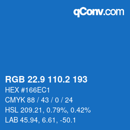 Color code: RGB 22.9 110.2 193 | qconv.com