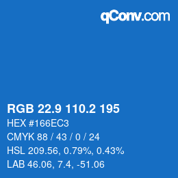 Color code: RGB 22.9 110.2 195 | qconv.com