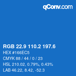 カラーコード: RGB 22.9 110.2 197.6 | qconv.com