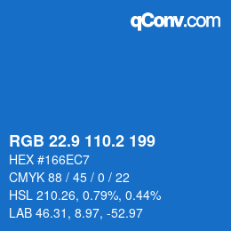 Color code: RGB 22.9 110.2 199 | qconv.com