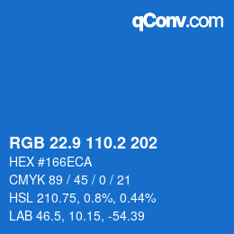 カラーコード: RGB 22.9 110.2 202 | qconv.com