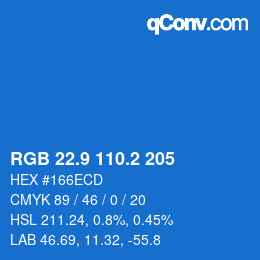 カラーコード: RGB 22.9 110.2 205 | qconv.com