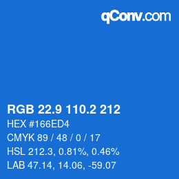 Color code: RGB 22.9 110.2 212 | qconv.com