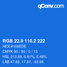 Color code: RGB 22.9 110.2 222 | qconv.com