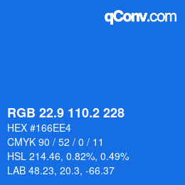 Color code: RGB 22.9 110.2 228 | qconv.com
