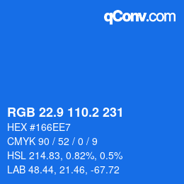 Código de color: RGB 22.9 110.2 231 | qconv.com