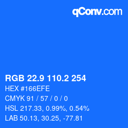 カラーコード: RGB 22.9 110.2 254 | qconv.com