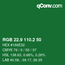 カラーコード: RGB 22.9 110.2 50 | qconv.com
