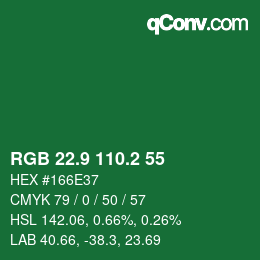 カラーコード: RGB 22.9 110.2 55 | qconv.com