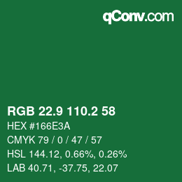 カラーコード: RGB 22.9 110.2 58 | qconv.com