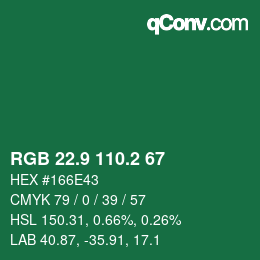 カラーコード: RGB 22.9 110.2 67 | qconv.com