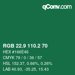 カラーコード: RGB 22.9 110.2 70 | qconv.com