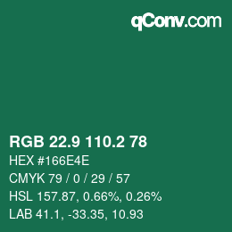 カラーコード: RGB 22.9 110.2 78 | qconv.com