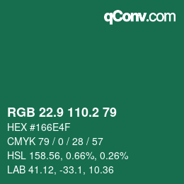 カラーコード: RGB 22.9 110.2 79 | qconv.com