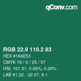 カラーコード: RGB 22.9 110.2 83 | qconv.com