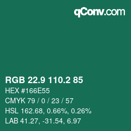 カラーコード: RGB 22.9 110.2 85 | qconv.com