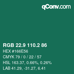 カラーコード: RGB 22.9 110.2 86 | qconv.com