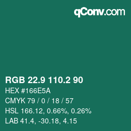 カラーコード: RGB 22.9 110.2 90 | qconv.com