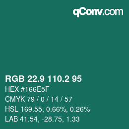 カラーコード: RGB 22.9 110.2 95 | qconv.com