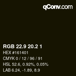 Color code: RGB 22.9 20.2 1 | qconv.com
