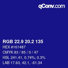 カラーコード: RGB 22.9 20.2 135 | qconv.com
