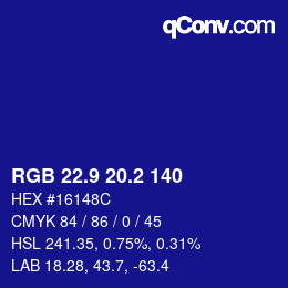 カラーコード: RGB 22.9 20.2 140 | qconv.com