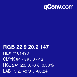 カラーコード: RGB 22.9 20.2 147 | qconv.com