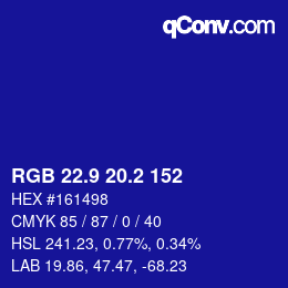 カラーコード: RGB 22.9 20.2 152 | qconv.com