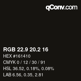 Color code: RGB 22.9 20.2 16 | qconv.com