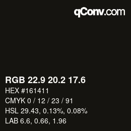 カラーコード: RGB 22.9 20.2 17.6 | qconv.com