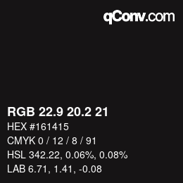 Color code: RGB 22.9 20.2 21 | qconv.com
