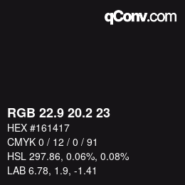 カラーコード: RGB 22.9 20.2 23 | qconv.com