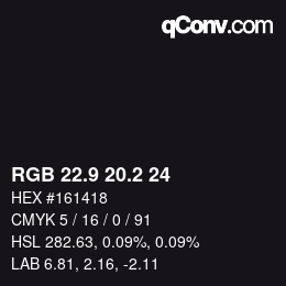 Color code: RGB 22.9 20.2 24 | qconv.com